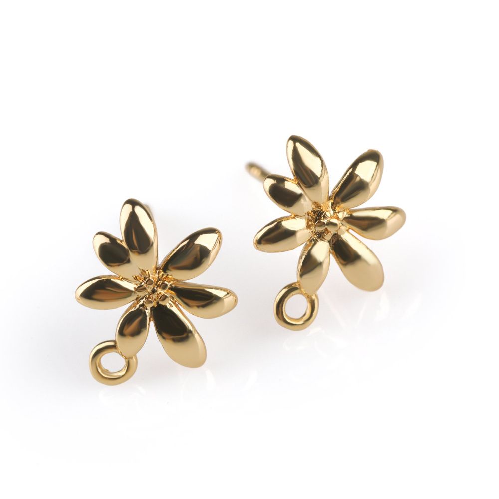 пуссеты "лилия", позолоченные, 11x9 мм