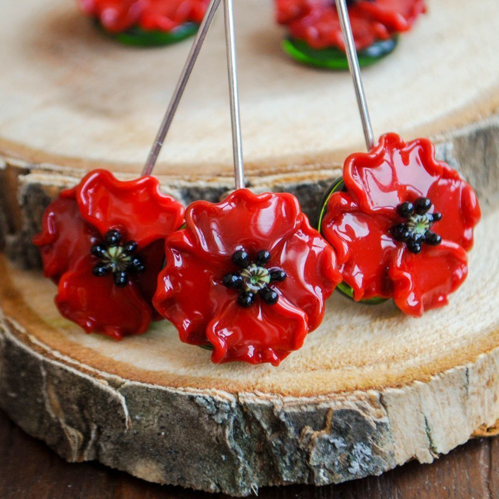 бусина, мурано "мак", фигурная,18х18мм