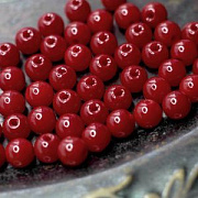 Бусина, стекло 8, цвет красный, 8 мм