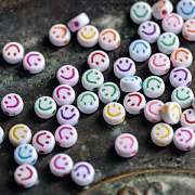 Бусина, акрил "Смайлик", плоская, цветовой микс, 7x3.5 мм