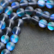 Бусина, стекло "Лунный камень", цвет синий, 10 мм