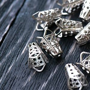 Колпачок для бусин "Ведерко", цвет платина, 16х10 мм