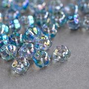 Бусина "Незабудка", стекло, цвет прозрачный АВ, 9.5x9.5x6.5 мм