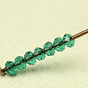 Бусина, стекло абакус 2,5, граненая, цвет аквамарин,  2.5x2 мм (уп 85+/-10 шт)