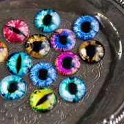 Кабошон стеклянный "Глазки", с принтом, 20х6 мм