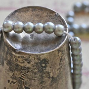 Бусина, имитация жемчуга, стекло 4, матовая, цвет серо-зеленый, 4 мм  (уп 50 +/-5 шт)