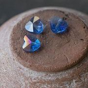 Бусина "Сердечко", стекло, цвет голубой радужный, 10x10x6.5 мм