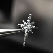 Швензы "Вечерняя звезда", с цирконием, цвет платина, 22.5-23x12 мм 
