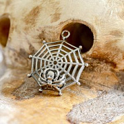 Подвеска металлическая "Паутина", цвет античное серебро, 31х27х6 мм