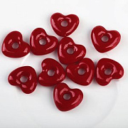 Бусина, Лэмпворк "Сердце-софт", стекло, цвет красный, 14x15x5 мм