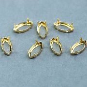 Цапы для стразов Navette, открытые, золото, 18х9 мм