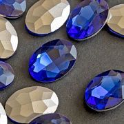 Кабошон стекло Кристалл, овальный, цвет Sapphire, 25х18 мм