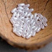 Бусина, имитация жемчуга "Рис", акрил, цвет белый, 8х4 мм (уп 5 г)