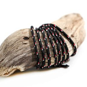 Шнур, полиэстер, паракорд, цвет черный/красный в крапинку, 2 мм  