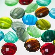 Бусина, стекло с фольгой, плоская, цветовой микс, 16 мм (шт)