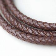 Шнур кожаный круглый, плетеный, цвет розово-коричневый, диаметр 5 мм