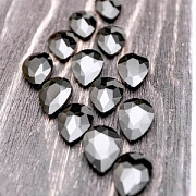 Кабошон стекло Кристалл, каплевидный, цвет черный, 18х13 мм