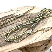 Бусина "Капля", граненая, стекло, цвет зеленый металлик, 5х3мм