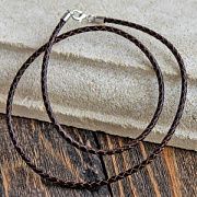 Основа для ожерелья с замком плетеная, кожа, коричневый, 533х3 мм