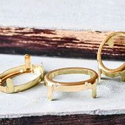 Цапы для стразов овальные, открытые, цвет золото, 30х20 мм