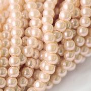Бусина, имитация жемчуга, стекло 6, цвет жемчужно-персиковый, 6 мм