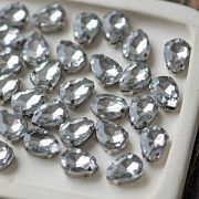 Стразы в цапах, капля, платина/акрил, цвет прозрачный, 14x10x5.5 мм