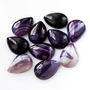 Кабошон агат каплевидный, полосатый, цвет темно-фиолетовый, 25x18x6-7 мм