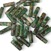 Бусина им.варисцита, колонна, цвет зеленый, 12-13x4-4.5 мм