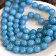 Бусина кварц 8, цвет бирюзово-голубой колорир., 8 мм (стренд 10 шт.)