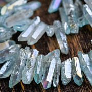Бусина кварц, багет, цвет голубой радужный, размерный микс (уп. 20 г)