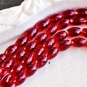 Бусина, стекло овальная, граненая, цвет красный, 11.5x8 мм