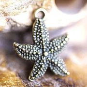 Подвеска металлическая "Морская звезда Астерия", античная бронза, 22x18x3 мм