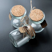 Бутылочка с крышкой, с тегом, прозрачная, 5.5x7.5 см