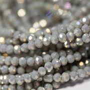 Бусина, непрозрачная, граненая, стекло, цвет серый перламутровый, 4 мм (уп 50+/-5 шт)