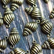 Подвеска металлическая "Ракушка", цвет античная бронза, 25.5x13x5.5 мм