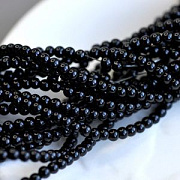 Бусина, имитация жемчуга, стекло 3, цвет черный, 3 мм (уп 100+/-10 шт)
