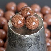 Бусина "Золотой песок", стекло, цвет медный с блестками, 10 мм