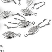 Замочек-рыбка для жемчуга, цвет платина, 22x7x3.5 мм