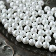 Бусина, имитация жемчуга, стекло 8, цвет белый, 8 мм