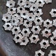 Шапочка для бусин "Лён", цвет платина, 7x7x2 мм