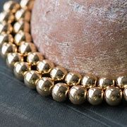 Бусина гематит синт., металлизир., цвет розовое золото, 10 мм (стренд 10 шт.)