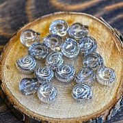 Бусина "Аммонит", стекло, цвет прозрачный/платиновый металлик, 12x11.5x4.5 мм