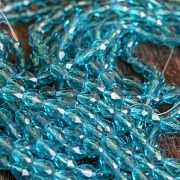 Бусина "Капля", граненая, стекло, цвет бирюзовый, 8х6 мм