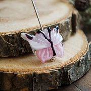 Бусина, Мурано "Бабочка", фигурная, розовый, 20х20 мм