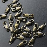 Замочек-лобстер прямоугольный с колечком, цвет античная бронза, 12х6 мм