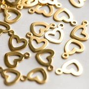 Подвеска стальная, сердечко, цвет золото, 10.5x14x1 мм