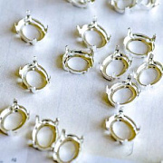 Цапы для стразов овальные, открытые, серебро, 10х8 мм