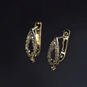 Швензы "Капля", с цирконием, позолоченные, 15x5x11 мм 