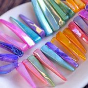 Бусина из ракушки, "Бивень", цветовой микс, 19-48x4-8x3-6 мм