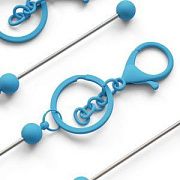Карабин-лобстер для брелоков, с кольцом и пином, цвет лазурный, 155-158 мм